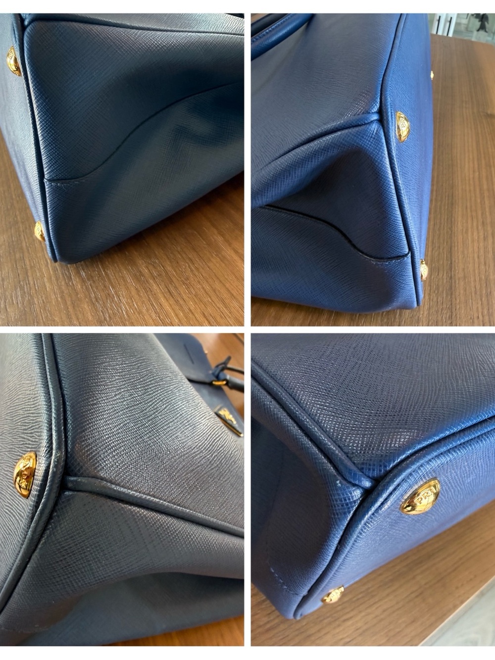 Prada Blue Saffiano Leather Satchel with Gold Hardware - Picture 10 of 14